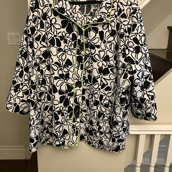 Sassy Black and White Jacket with Neon Accents - Picture 4 of 12